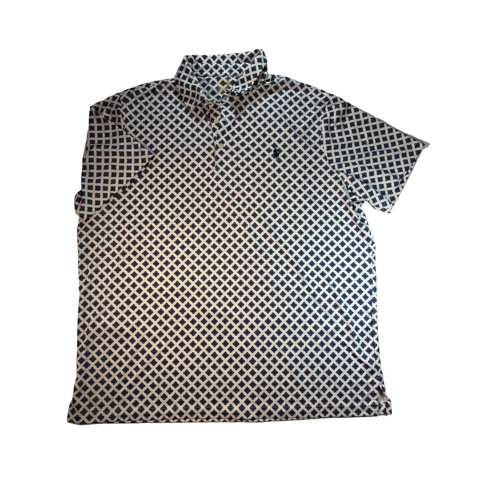 Polo Ralph Lauren Performance Polo Men's XL Blue White Geometric Golf Shirt